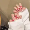 Arte de Uñas Artesanal Hecho a Mano con Esmalte Líquido Fluido, Lindo Diseño de Fresa, Pegatinas para Uñas de Osito Rojo Cereza Dulce, Producto Terminado al por Mayor