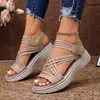 Sandalias europeas y americanas para mujer 2025 primavera/verano nuevo talla grande cuña casual cómodas versátiles elásticas transfronterizas sandalias deportivas