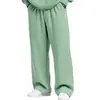 Calça Esportiva Casual Simples de Cintura com Cordão, Cor Sólida, Corte Reto Solto, Pierna Larga, Novo Estilo Europeu e Americano, Transfronteiriça, Waffle para Homens