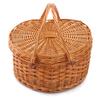 Cesta de Piquenique de Rattan com Utensílios de Mesa Portátil para Exterior Cesta de Comida Conjunto Completo Cesta Portátil Dobrável com Tampa Cesta de Piquenique de Rattan