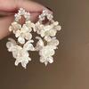 Brincos Agulha de Prata Cravejados com Diamantes, Pérolas, Borla de Flores, Nicho Elegante, Brincos Atmosféricos, Moda Acessível de Luxo e Brincos de Alta Qualidade