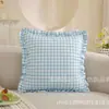 Almohada con volantes y encaje hecho a mano, cojín para cabecera, almohada dopamina primavera/verano, cuadros estilo ins 45*45