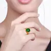 Anel de venda quente banhado a ouro com incrustação de jaspe Hetian anel de calcedônia ao vivo anel feminino presente de aniversário para mãe