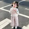Conjunto de tres piezas para niña estilo coreano con estampado de perrito, colección primavera/otoño, nueva moda 2026, atuendo elegante para niñas pequeñas