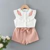 Ins Ropa Infantil Transfronteriza Conjunto de Camiseta sin Mangas con Volantes de Verano y Shorts para Niñas Ropa para Niñas Comercio Exterior Dropshipping