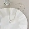 Collar de Perlas Flor de Ojo de Gato Cepillado de Nicho Coreano para Mujer Cadena de Clavícula Francesa Lujo Accesible de Gama Alta Accesorios