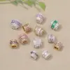Cuentas de Barril de Circonita Chapadas en Oro de 18 Quilates Cuentas de la Fortuna Cuentas Espaciadoras de Hamburguesa Collar Pulsera Colgante DIY Joyería Pequeña Venta al por Mayor