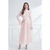 Nataliya 2026 Principios de Primavera Cuello Alto Mangas Volantes Encaje Fruncido Estilo Elegante Vestido de Cintura
