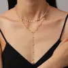 Colar Cruz de Pérolas Multicamadas Vintage para Mulheres, Estilo Francês Luxo Leve Acessório Longo com Franja em Y de Strass