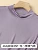 Camiseta Base de Seda de Cuello Medio Alto Manga Larga para Mujer de Seda de Morera Holgada Talla Grande Simple de Color Puro Top Cálido de Otoño e Invierno para Mujer