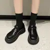 Elegantes botas de moda negras para mujer, nuevas botas cortas de suela gruesa para otoño e invierno, mocasines de estilo británico, botines tipo calcetín elásticos de punto