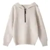Suéter con Capucha y Media Cremallera de Lana Pura para Niños Otoño/Invierno Nuevo Perezoso Holgado Sudadera con Capucha de Punto Superior