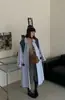 Casaco de cashmere dupla face para mulheres, novo estilo longo outono e inverno, gola boneca elegante, caimento solto com xale removível, casaco de lã