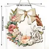 Transfronteiriço 2025 Produto Novo Criativo Flores da Primavera Festa do Coelho Mensagem de Boas-Vindas na Porta Placa de Madeira Pendurada Estilo Americano