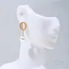 Brincos de Ouro 14K Preenchido Fortes Coloridos que Preservam a Cor com Pedras de Olho de Gato Coloridas Ovais em Formato de Ovo com Argolas Penduradas Acessórios para Brincos DIY Materiais