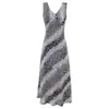 Vestido Longo Floral Sexy de Verão, Sem Mangas e com Decote em V, Estilo Europeu e Americano, Cintura Marcada, Slim Fit, para Praia e Férias