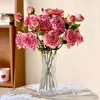 Decoração de Flor Artificial Rosa com Borda Queimada, Arranjo Floral Decorativo de Alta Qualidade e Realista para Sala de Estar e Mesa de Jantar, Venda por Atacado Disponível