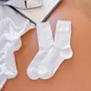 Calcetines Coreanos de Verano Ultra Delgados Estilo Ballet para Mujer, Calcetines de Malla Hueca Transpirables con Encaje Dulces de Caña Media, Calcetines Holgados Estilo Jk