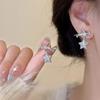 Pendientes de estrella con microlazo y aguja de plata para mujer, bonitos y modernos, de estilo Spice Girls, combinables con todo, estilo coreano, elegantes y distintivos, de celebridades de Internet.