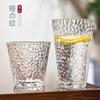 Vaso de vidrio con patrón martillado de borde dorado estilo japonés para mujeres ins de alto aspecto, para uso doméstico, resistente al calor, para beber, para jugo