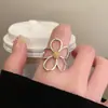Exquisito Anillo de Flor para Mujer, Moda de Alta Gama, Único y Lujoso, Versátil, Anillo Abierto de Moda, Anillo de Dedo Índice de Nicho