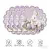 Mantel individual de lino para Pascua transfronterizo con bordes redondos ondulados, diseño de conejo y huevo, decoración de mesa para primavera y verano, tapete aislante del calor