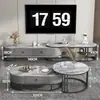 Juego de mesa de centro y mueble de TV de lujo ligero con panel de roca brillante, adecuado para espacios pequeños, extensible, diseño simple con cajones, para uso doméstico en la sala de estar