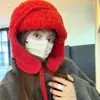 Chapéu de Lã Tricotado Estilo Coreano Inspirado na Atmosfera de Inverno para Mulheres, Chapéu Aviador Quente Protetor de Orelhas para Outono e Inverno, Chapéu Trapper de Esqui