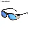 Han Meng Gafas Deportivas para Ciclismo de Día y Noche, Doble Uso, Cortavientos, con Visera, para Exteriores, Cortavientos, contra Arena, de Colores, Gafas Polarizadas