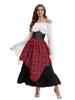 Comercio Exterior Transfronterizo Falda Grande Retro Medieval Dobladillo Grande Falda Larga Irregular Roja y Blanca Ropa Top con Ceñidor en la Cintura