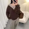 Suéter de Tricô Base Pesado com Lantejoulas, Gola Redonda, Mangas Longas Largas, Estilo Coreano Novo, Blusa Feminina para Primavera e Outono de 2026