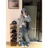 Jeans de pierna recta lavados y desgastados de estilo artístico Harajuku, de moda para hombre, pantalones de pierna ancha retro americanos de primavera