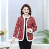 Invierno Más Algodón Ropa de Algodón para Mujer Botón de Rana Celebridad de Internet Ropa de Algodón Chaqueta Estilo Chino Holgada Manga Larga Top Flor Grande Chaqueta de Algodón