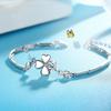 Pulseira Prata Explosiva Mais Vendida Nova Pulseira Trevo de Quatro Folhas Cravejada com Diamantes Feminina Prata Primeira Joia Estilo Japonês e Coreano Simples Moda