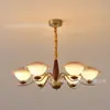 Lámpara de araña, Lámpara de sala de estar, Lámpara Mágica de Frijol de Lujo Vintage, Lámpara Francesa de Gama Alta para Comedor, Iluminación de Pasillo Retro Americana de Madera de Nogal