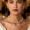 Colar de Liga de Pérola Europeu e Americano Transfronteiriço Mais Vendido Acessórios de Brincos Conjunto de Joias Elegante da Moda Versátil para Noiva Traje Formal
