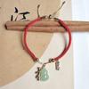 [Promoção] Ano Novo do Coelho Estilo Chinês Pulseira Trançada de Fio Vermelho com Cabaça e Fecho de Segurança Pulseira de Ano Novo