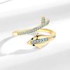 Suministro Directo Transfronterizo Moda Europea y Americana Versátil Elegante Anillo Abierto de Delfín Azul con Circonita de Diamante Anillo Ajustable para Mujer
