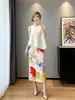 Saia Pregueada Miyake, Estampa Artística Color-Blocking Estilo Miyake, Produtos Físicos Disponíveis para Fornecimento, Saia de Produtos Japoneses, Coreanos e Europeus