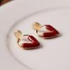 Pendientes Rojos de Amor Sencillos Versátiles para Mujer Agujeros de Oreja Placa de Incienso Anti-mosquitos de una Pieza Clip para Oreja Sin Dolor Anticaída Temperamento Oreja de Moda