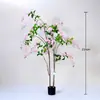 Árbol de hortensias artificial, árbol grande de flores artificiales para interiores, jazmín colgante, planta en maceta de pie, adorno de decoración para escaparate