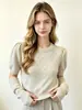 Venta al por mayor transfronteriza desde la fábrica de origen: Suéter de punto para mujer de otoño e invierno con mangas abullonadas en forma de estrella, mangas desmontables, suéter corto de cuello redondo