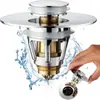 Desagüe de Lavabo Nuevo de Acero Inoxidable Transfronterizo Tapón Antifugas para Lavabo Núcleo de Rebote Tipo Empuje Filtro de Agujero Grande