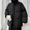 Jaqueta de Penas Preta Masculina Inverno Estilo Coreano Solta Tamanho Grande Gola Alta Juventude Casaco Pão Quente Jaqueta Nordeste Roupa de Fora da Moda