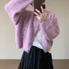 2026 Comércio Exterior Transfronteiriço Cor Sólida Tricô de Ponto Torcido Cardigan Cropped Outono Inverno Novo Estilo Macio Aderente Modelagem Solta Suéter Roupa Externa Feminina
