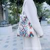 2020 nueva bolsa tejida chic de Corea del Sur bolsa de lana a cuadros bolsa artística simple para el hombro mochila escolar para mujer bolsa que combina con todo