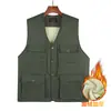 Chaleco cálido de forro polar para hombre, con múltiples bolsillos, adecuado para hombres de mediana edad y mayores, para usar al aire libre en otoño e invierno, un chaleco para papás