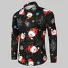 Camisa Casual de Manga Larga para Hombre de Primavera y Otoño Transfronteriza con Estampado Digital 3D Navideño