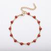Pulsera de Oro de 18K Acero Inoxidable Corazón Brillo Goteo de Aceite Cadena Joyería de Alta Gama Elegante y a la Moda Corazón de Durazno Horizontal