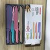 Juego de cuchillos de paja de trigo en stock, juego de regalo de seis piezas, cuchillo de cocina doméstico, cuchillo de red de acero inoxidable rojo.